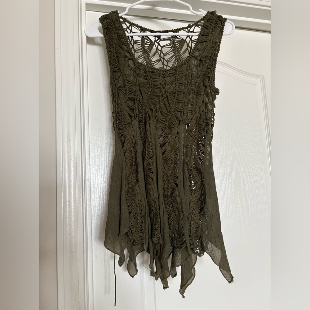 Love J Olive Crochet Knit Top